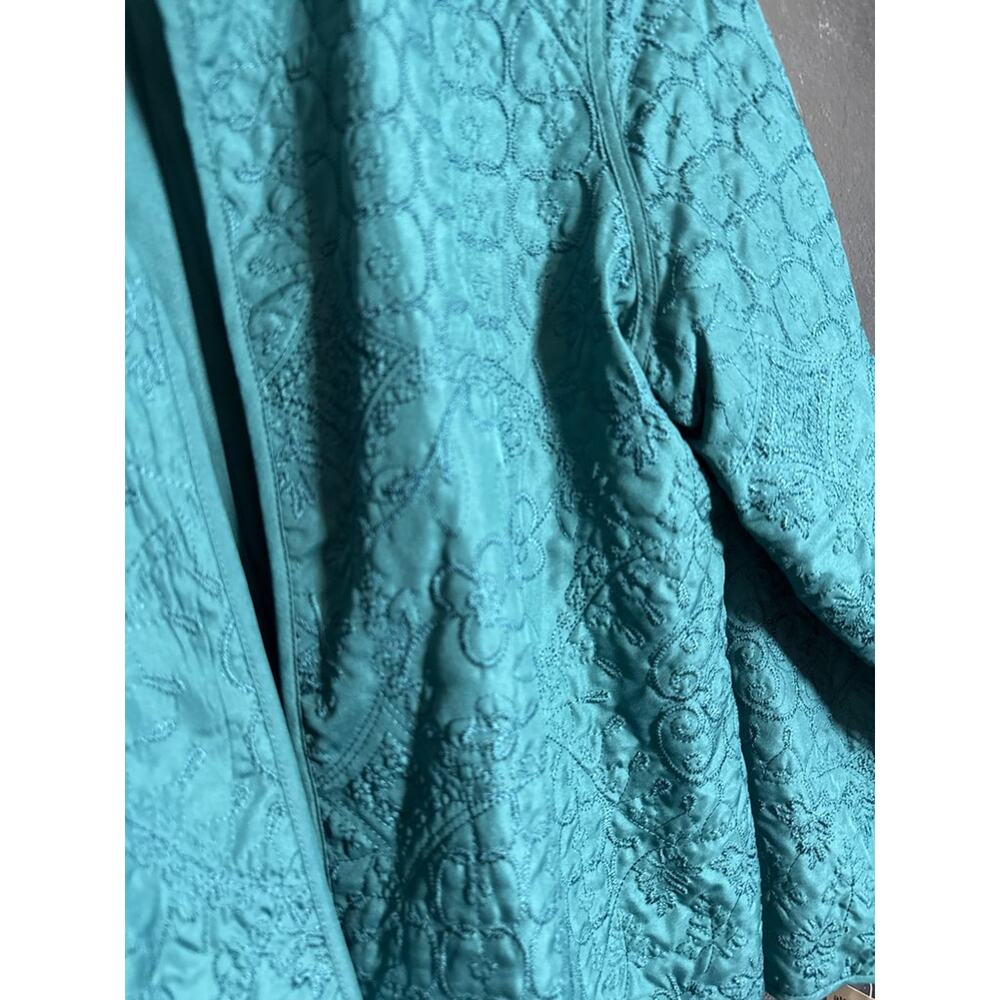 Alfred Dunner Petite Teal Textured Jacket NWT - Picture 4 of 6